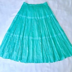 Cappogallo Turquoise Blue with Silver Threading Long Skirt Sz S/M